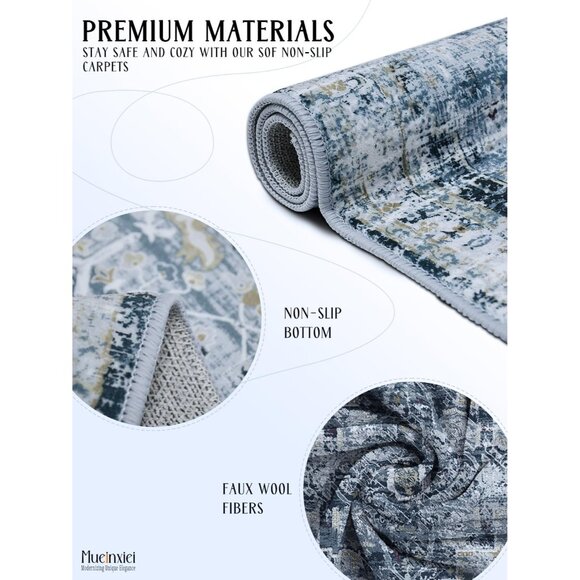 ✨Home Grey Area Rug Door Mat Entryway Small Soft Slip Washable Oriental Carpet - Picture 2 of 8